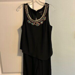 Signature by Robbie Bee Black Beaded Jumpsuit, Size 12